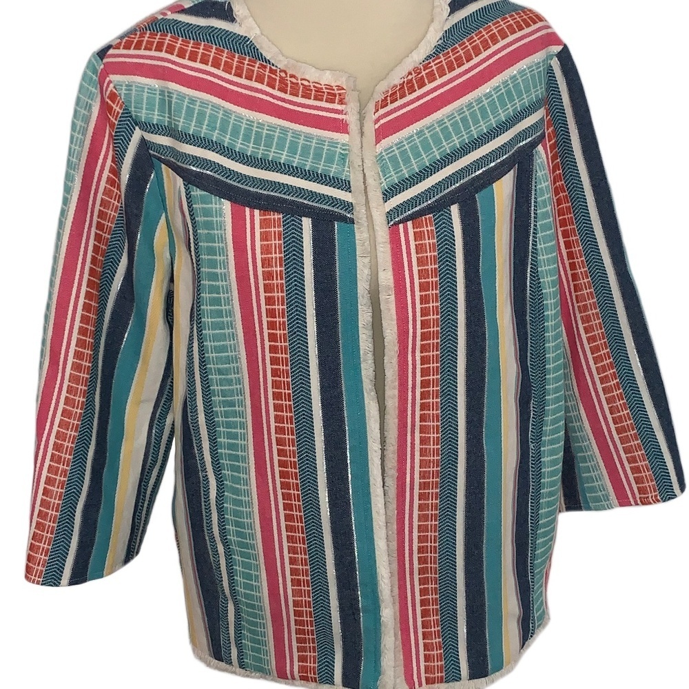Vintage Norm Thompson Stripe 3/4 Sleeve Blazer